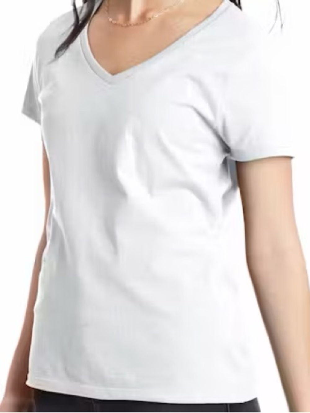 Hanes White Perfect Tee - Short Sleeve V-Neck - NWT